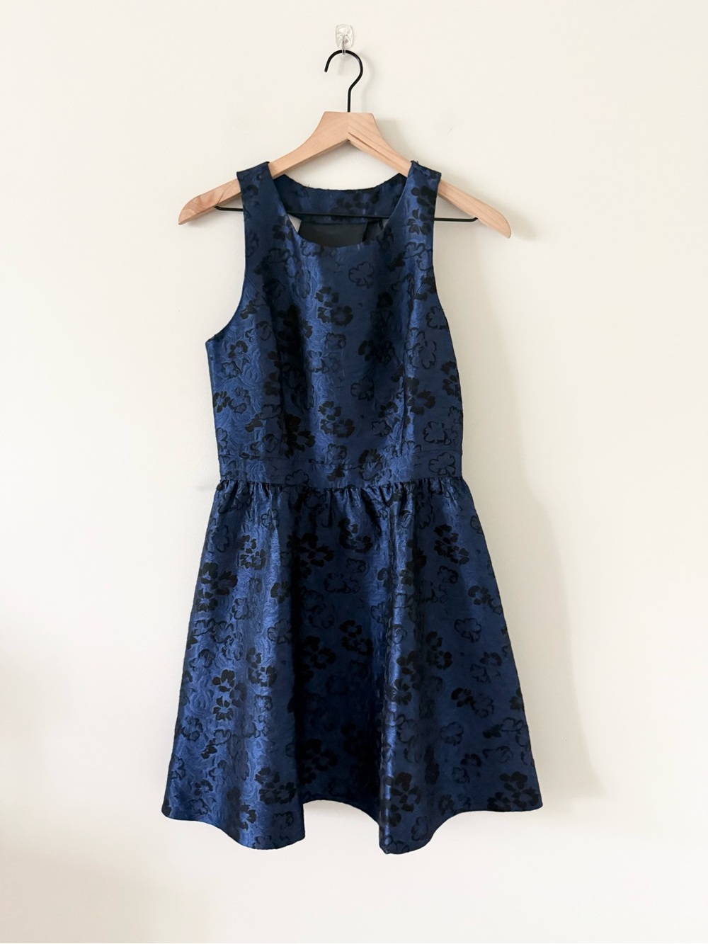 Jack Wills Navy & Black Floral Jacquard Sleeveless Fit & Flare Dress Size 6